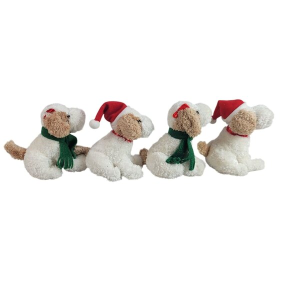 Hallmark Kiss Kiss Puppies Plush 2 Sets Santa Hat Scarf Magnetic Dogs Christmas - Picture 5 of 9